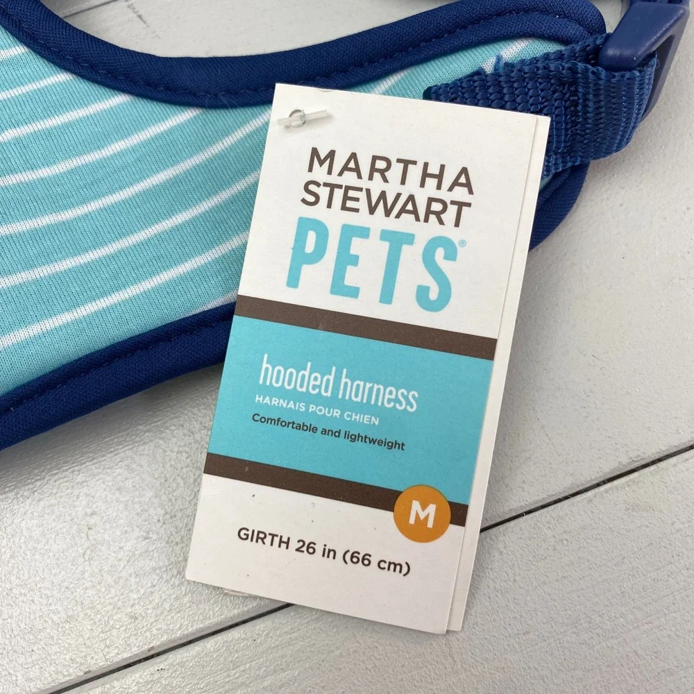 Martha‎ Stewart Pets Hooded Dog Harness Medium Blue Stripe Crab Nautical Puppy